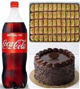 Klasik Çikolatalı Yaş Pasta ve Fıstıklı Baklava Ziyafet Seti